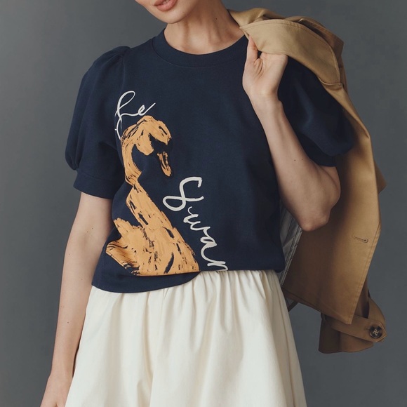 Maeve Tops - Maeve Puff Sleeve Midnight Swan Pullover Small - never worn New